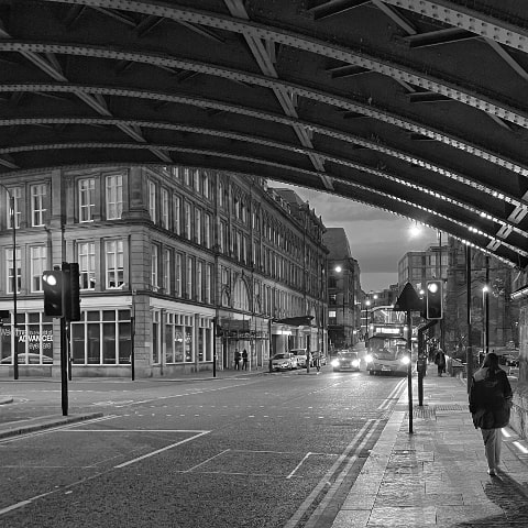 Under the railway bridge [b&w]