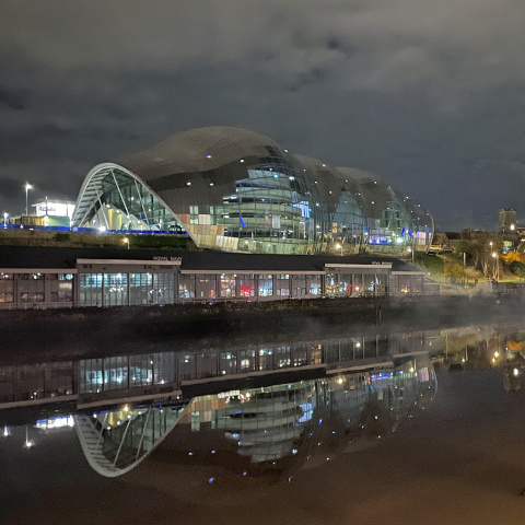The Sage Gateshead at night