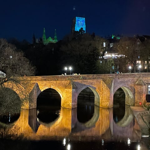 Elvet Bridge during Lumiere 2021