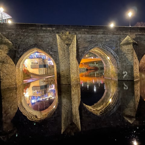 Elvet Bridge from the riverside path