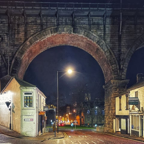 Through the viaduct arch